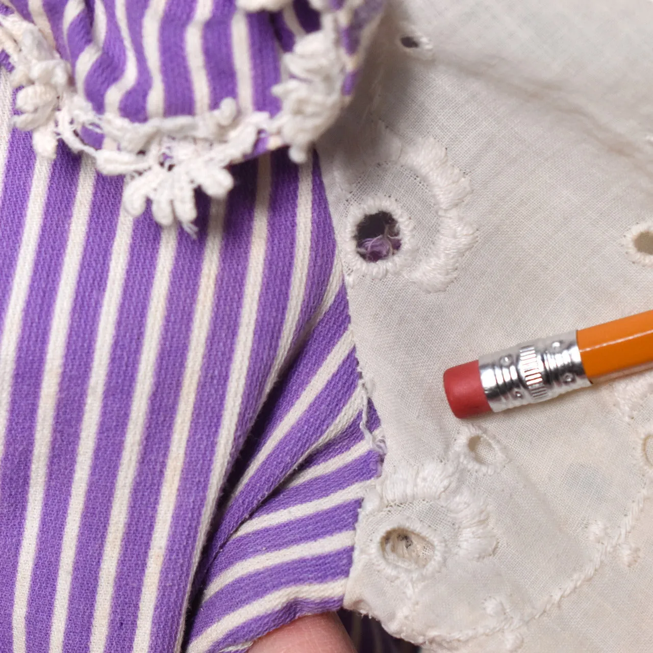 1940s Purple Striped Eyelet Dress Set