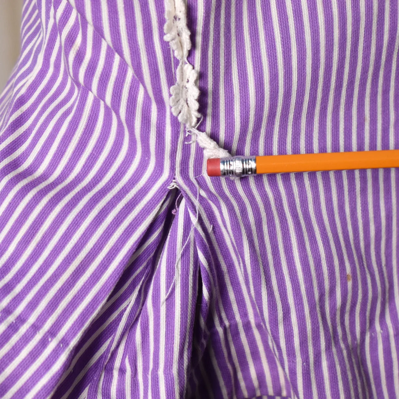 1940s Purple Striped Eyelet Dress Set