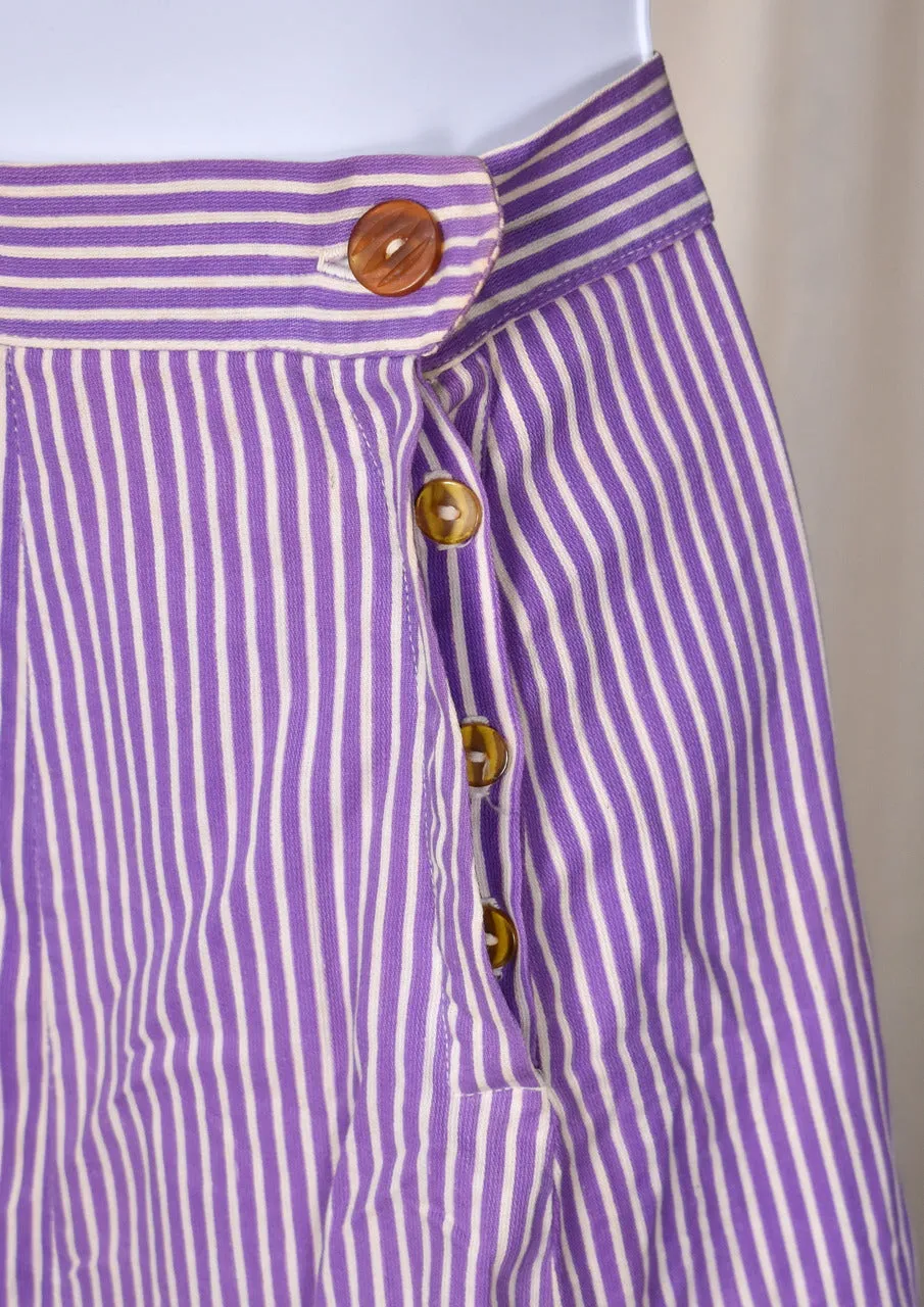 1940s Purple Striped Eyelet Dress Set