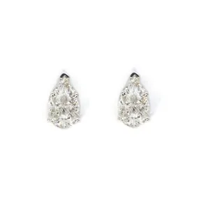 AFJ Diamond Collection - Pear Shape Diamond Stud Earrings, White Gold