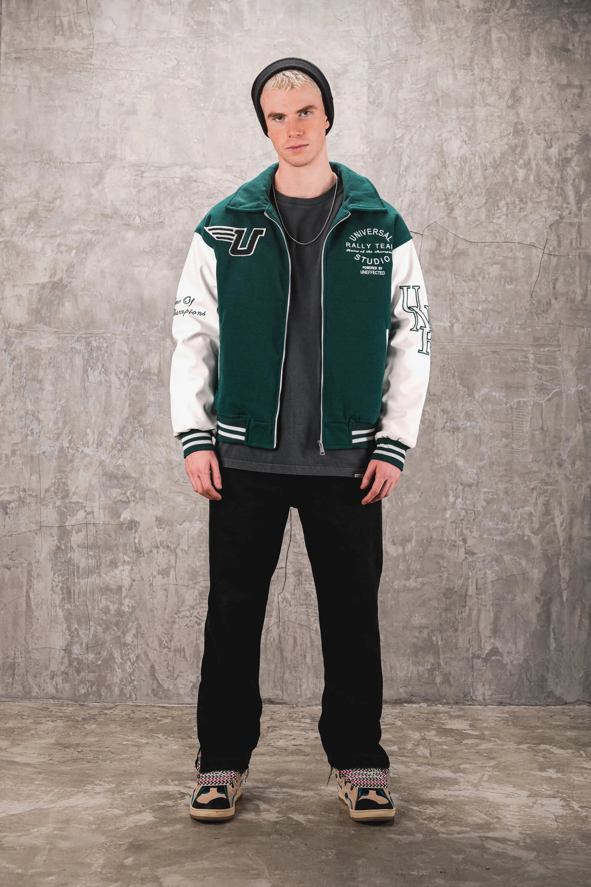 Airdrop Racer Varsity Jacket - Emerald Green