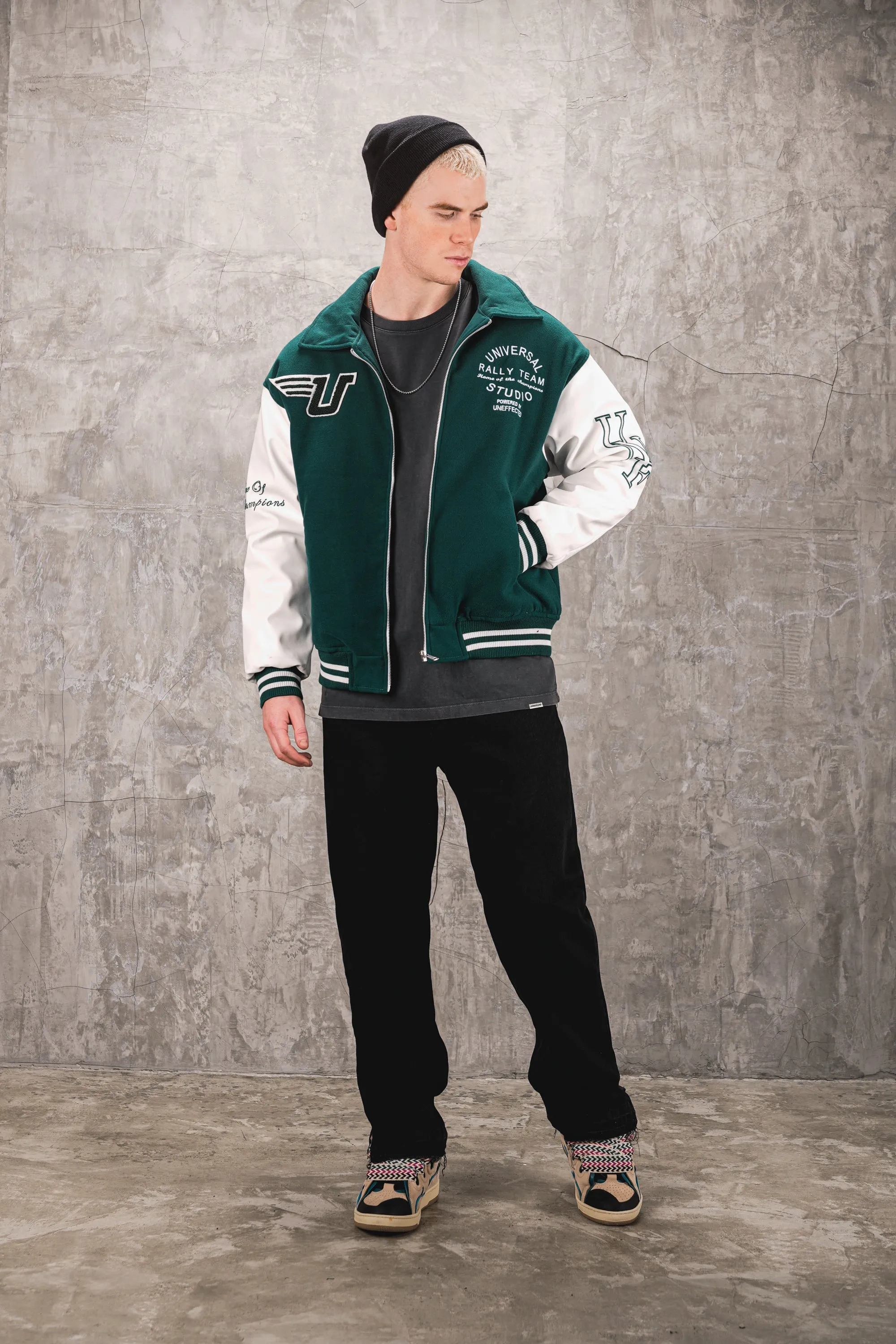 Airdrop Racer Varsity Jacket - Emerald Green