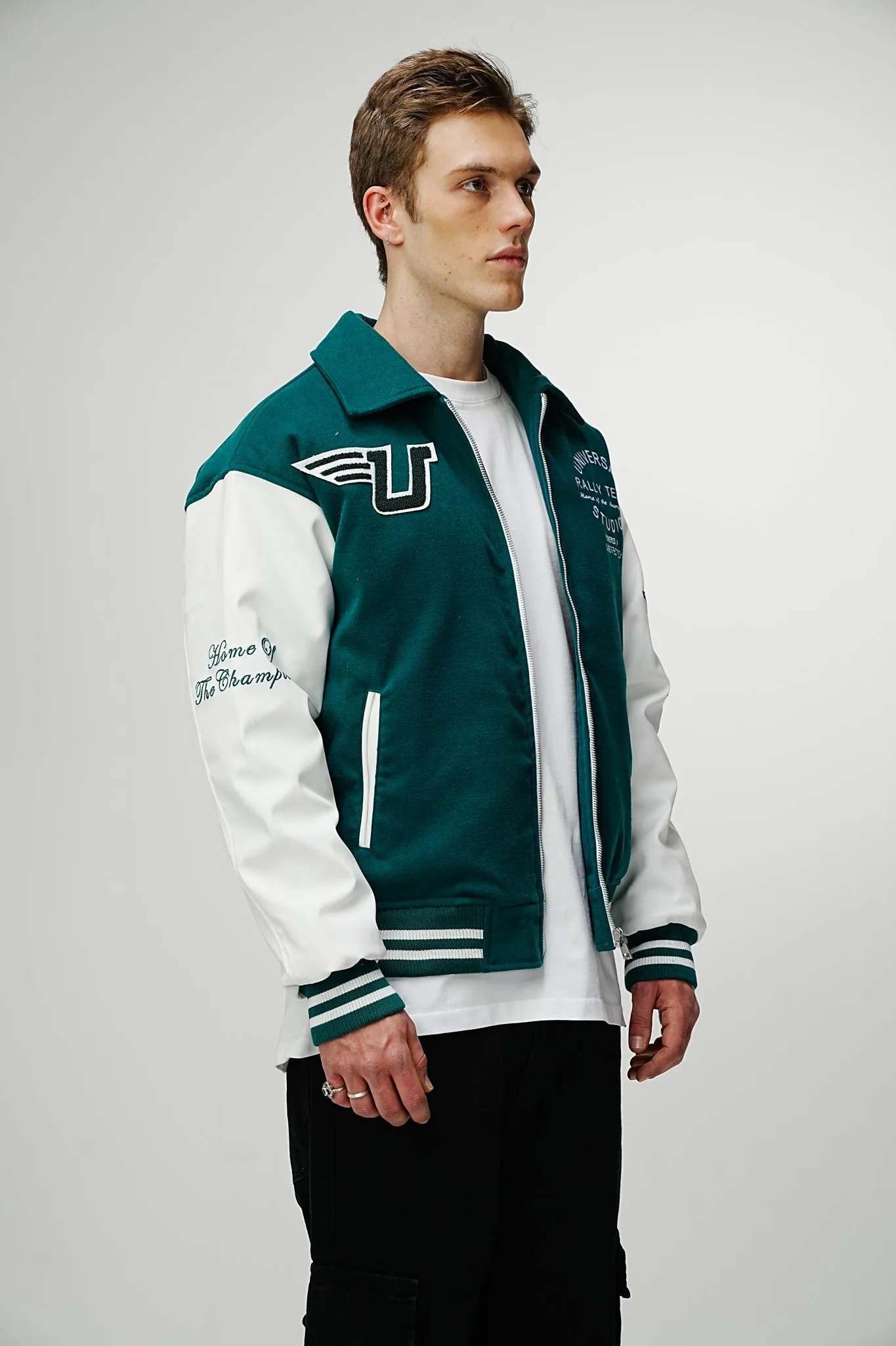 Airdrop Racer Varsity Jacket - Emerald Green