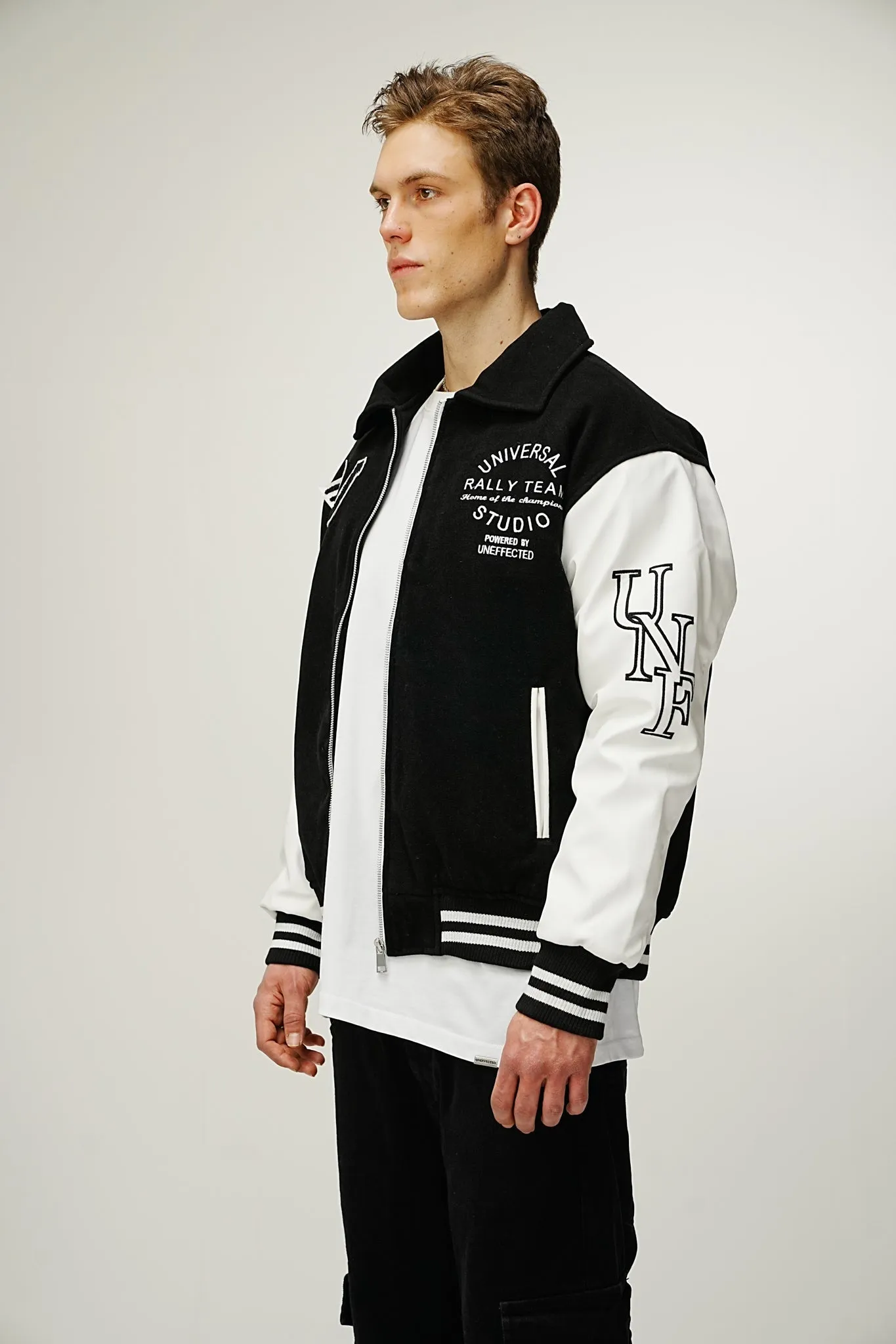 Airdrop Racer Varsity Jacket - Jet Black