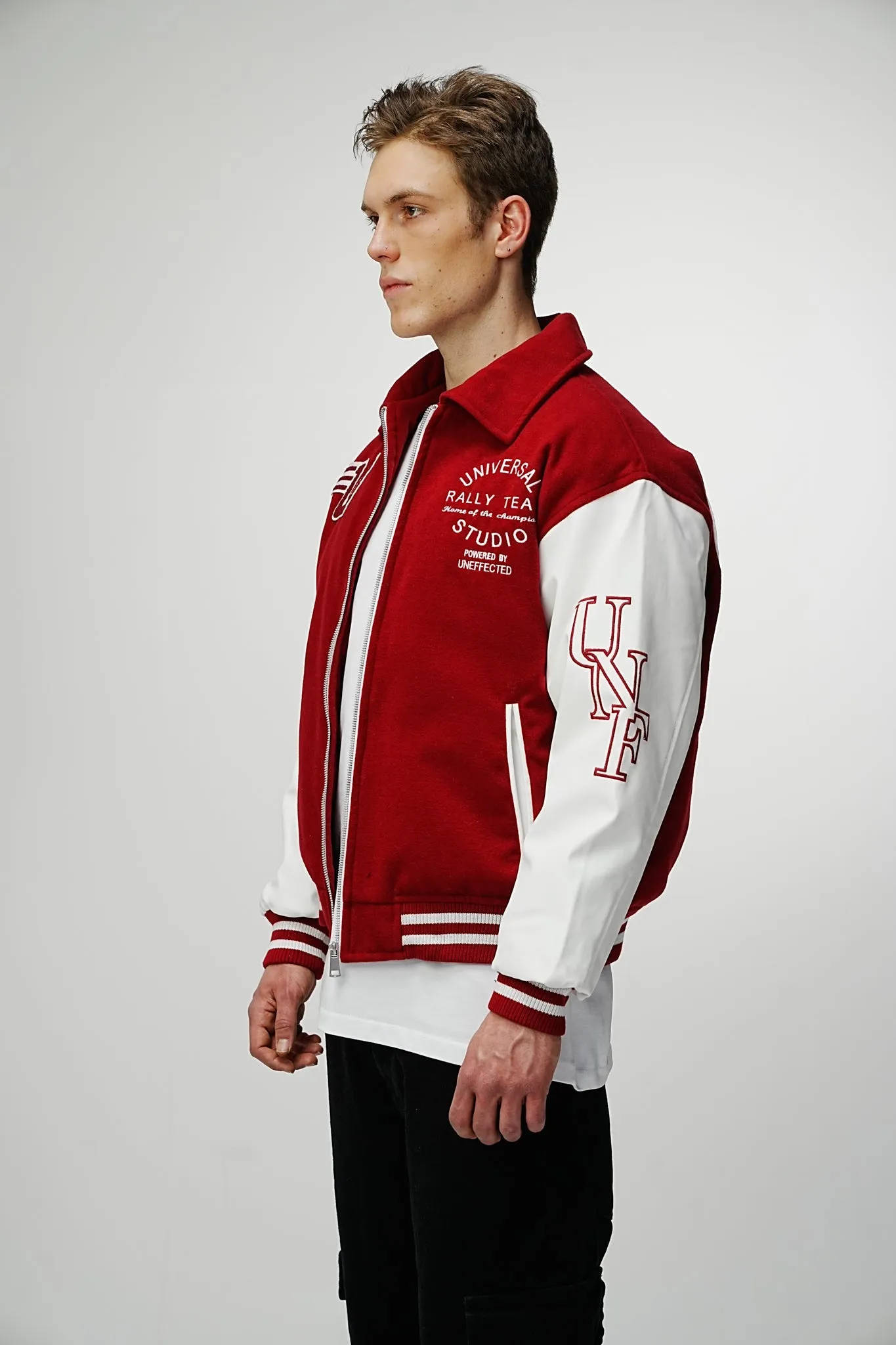 Airdrop Racer Varsity Jacket - Scarlet Red