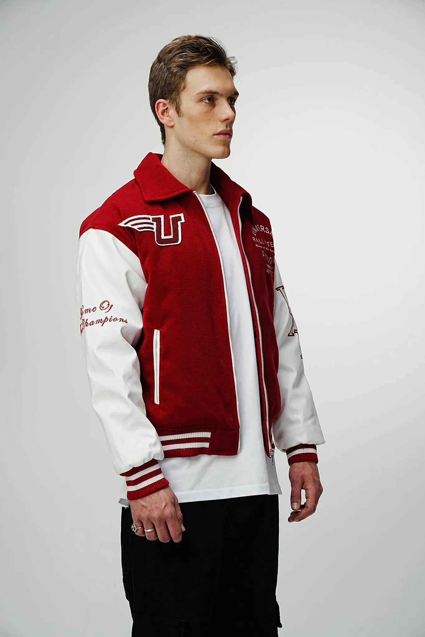 Airdrop Racer Varsity Jacket - Scarlet Red