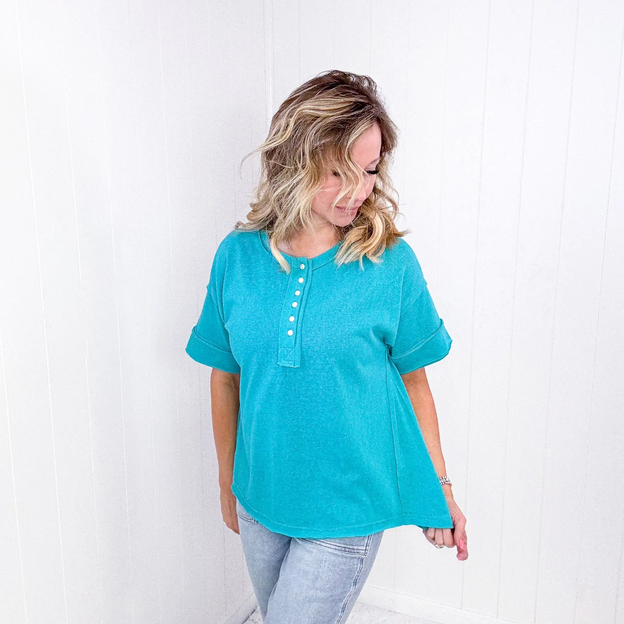 Andree By Unit Button Short Sleeve Tunic in 2 Colors