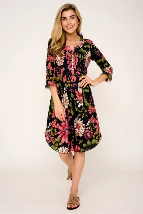 Annabel Cotton Tunic in Black Floral