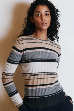 Autumn Cashmere - Striped Ribbed Crew