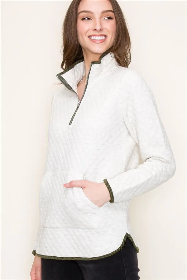 Ava Quilted Lightweight Pullover - 3 colors!