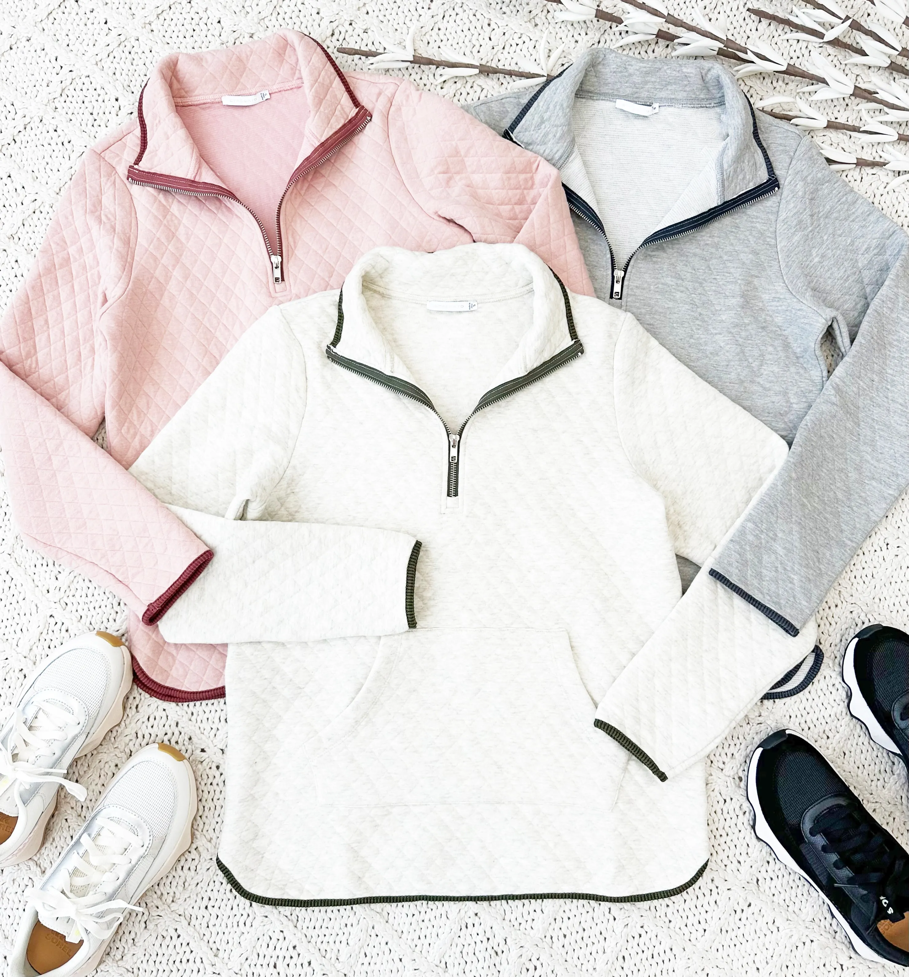 Ava Quilted Lightweight Pullover - 3 colors!