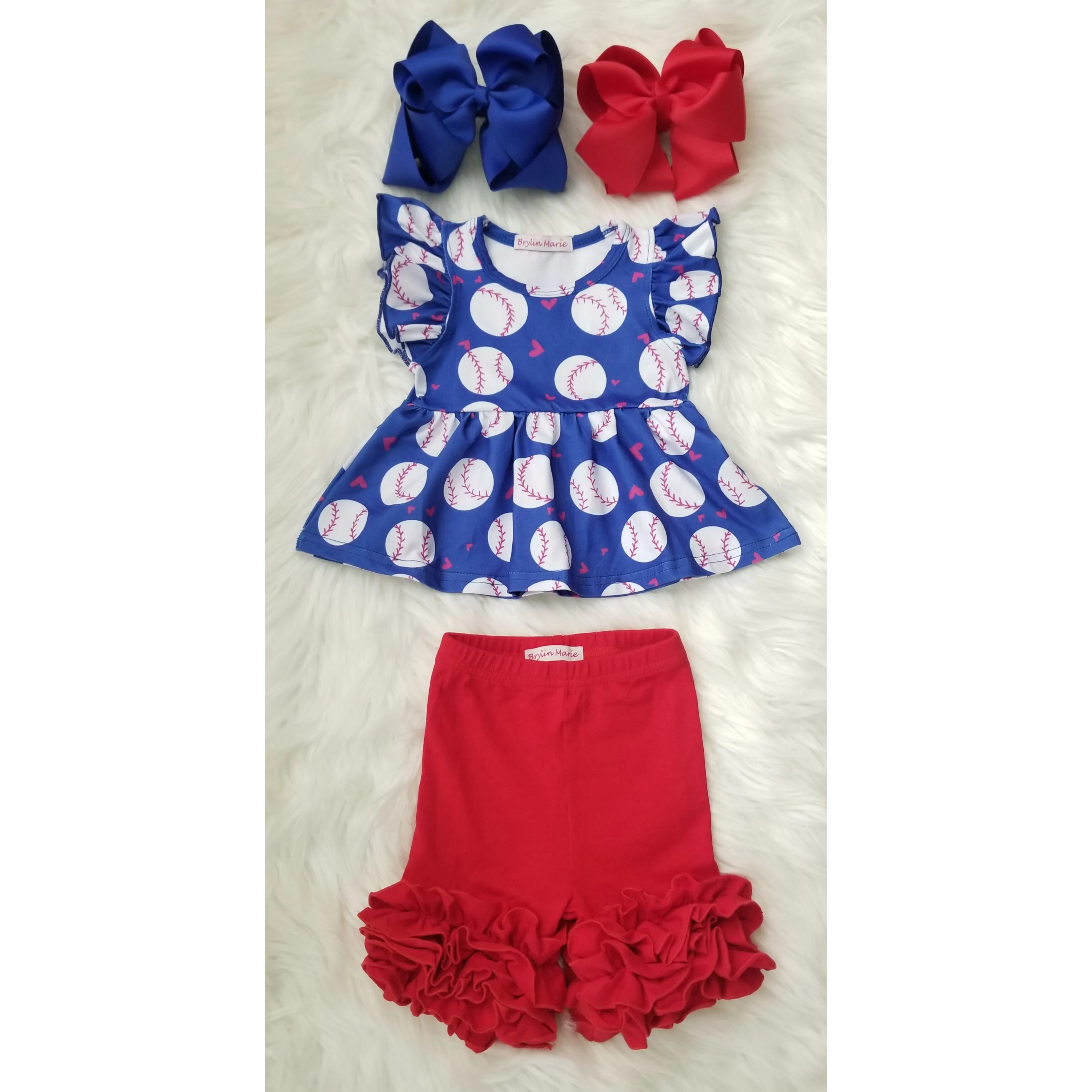 Baseball Ruffle Shorts Set