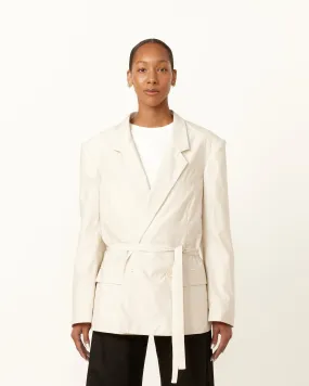 Belted Light Tailored Jacket in Pale Mastic