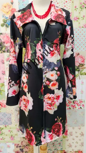 Black Flower Printed Jacket LR0559