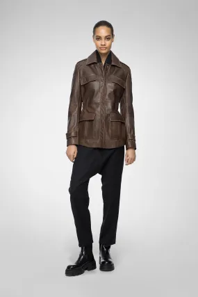 Camille - Cloudy Brown Leather Jacket