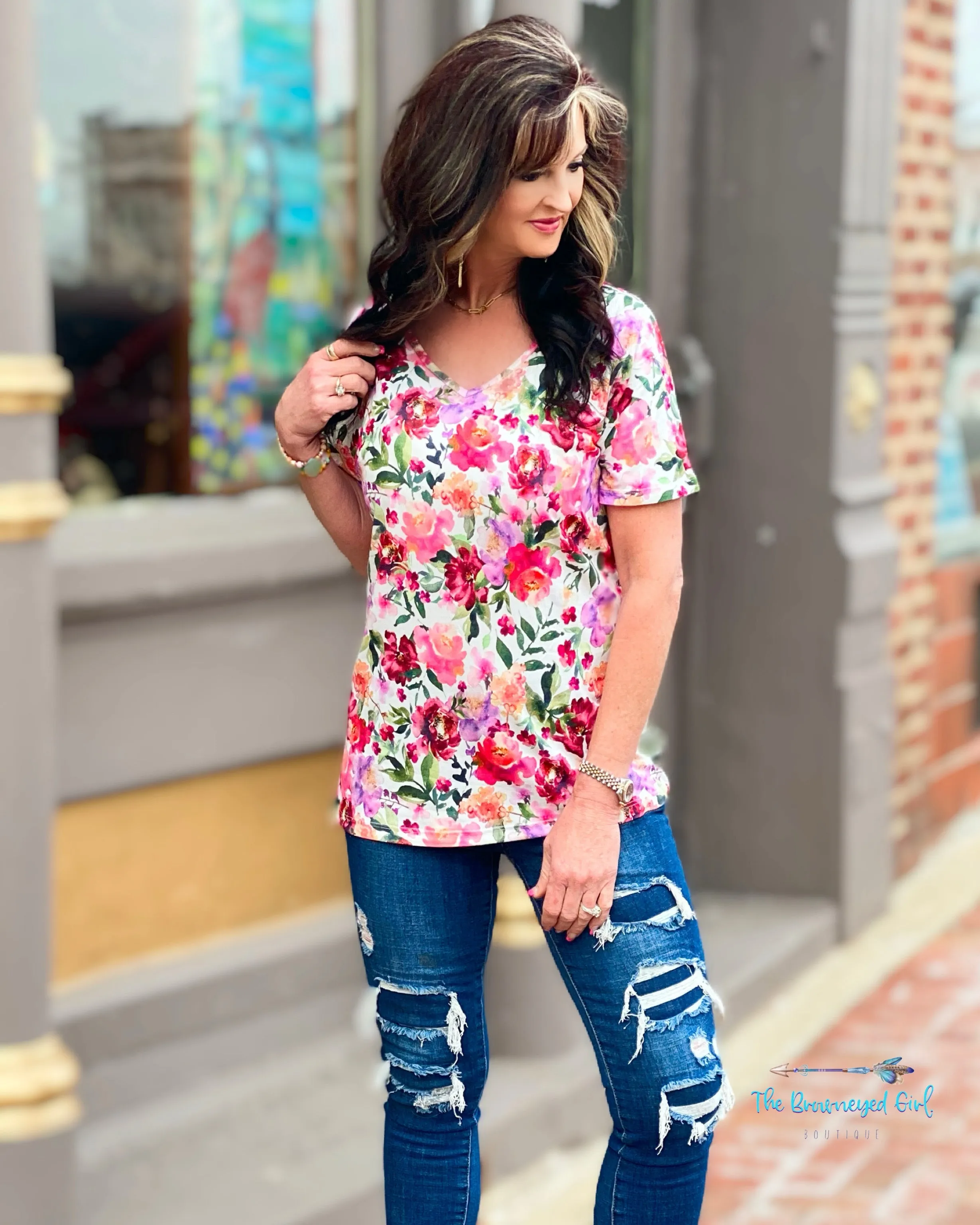 Chole Cozy Bright Floral Tee