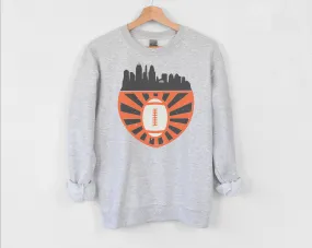 Cincinnati Football Skyline Sweatshirt on Grey