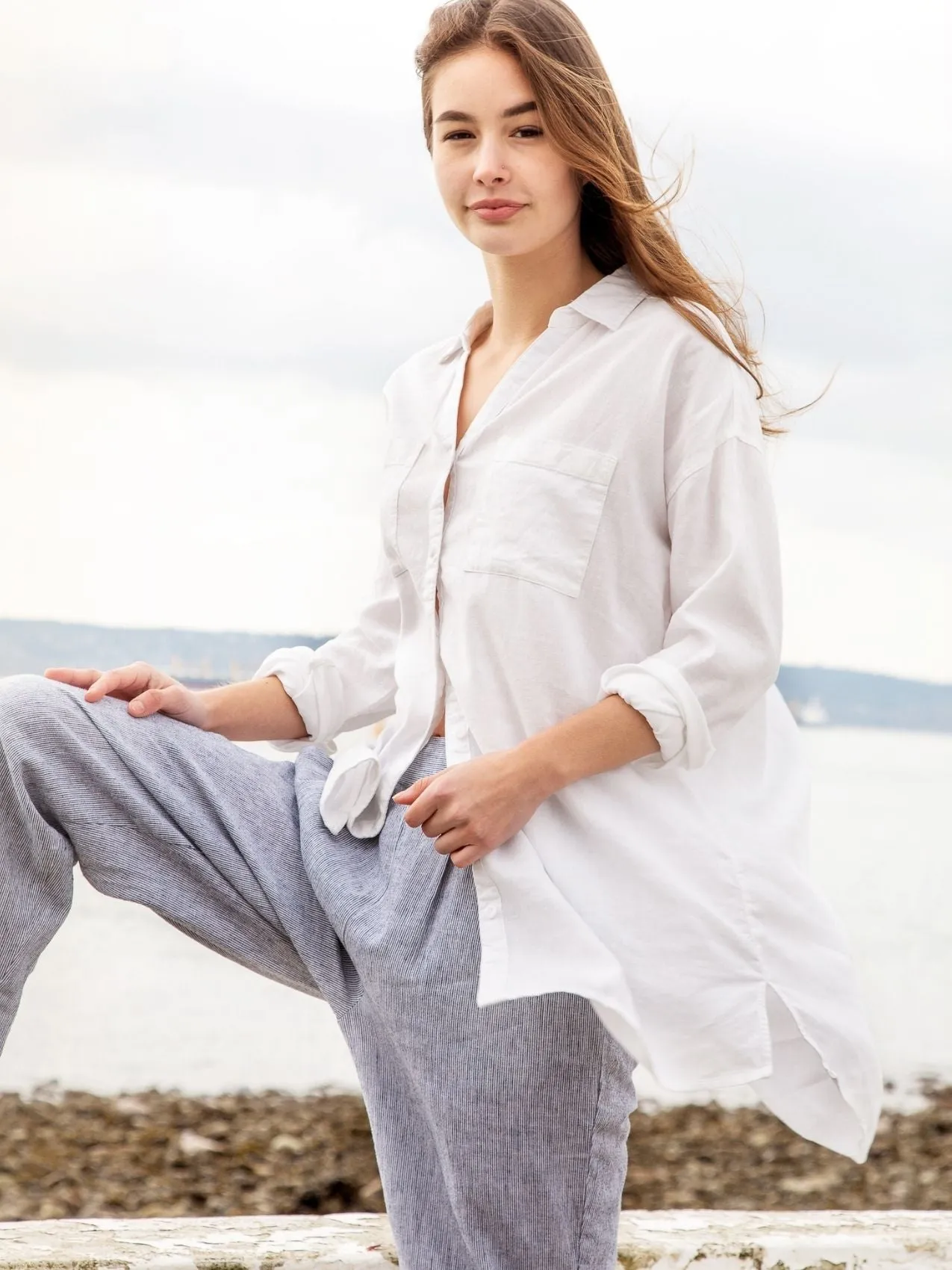 Classic Button Front Tunic Top