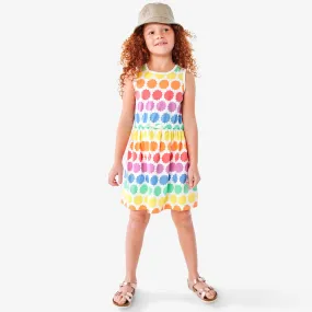 Clearance drawstring tank dress in sunburst rainbow