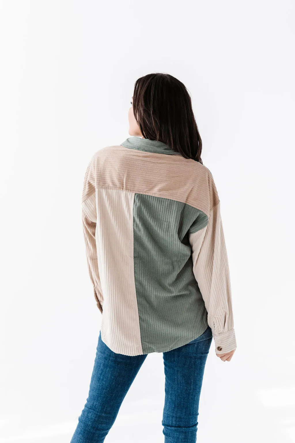 Colorblock Mix Jacket in Sage