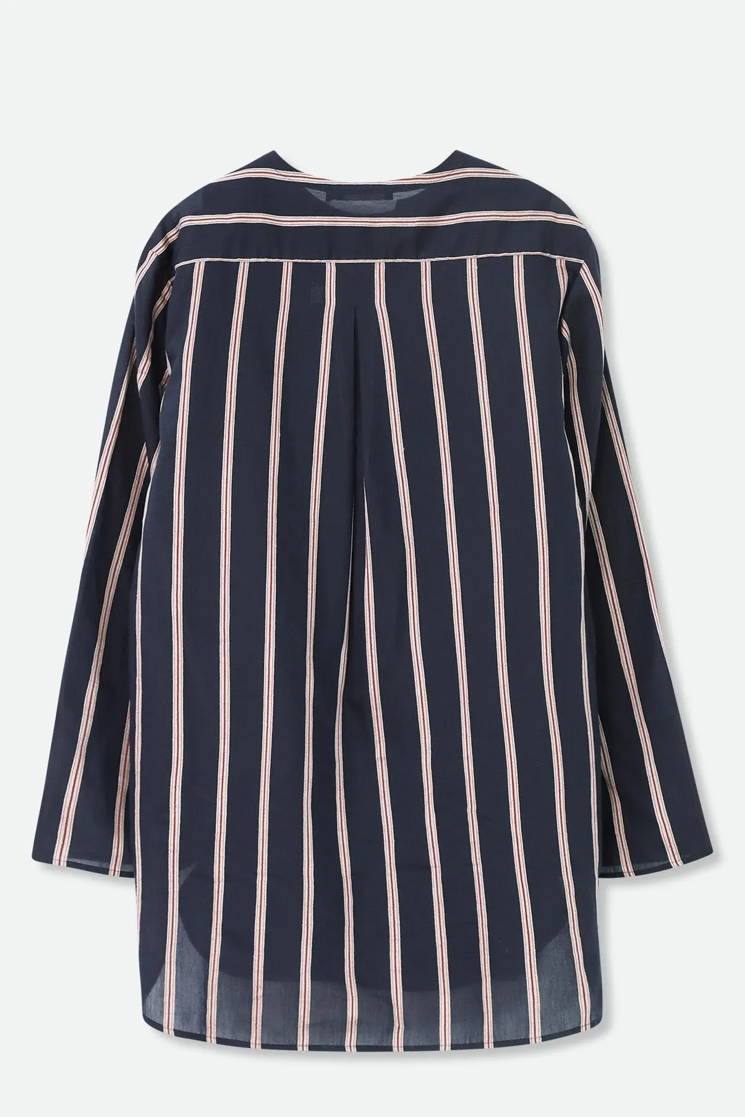 CYPRESS LAYERED SHIRT IN ITALIAN COTTON VOILE NAVY STRIPES