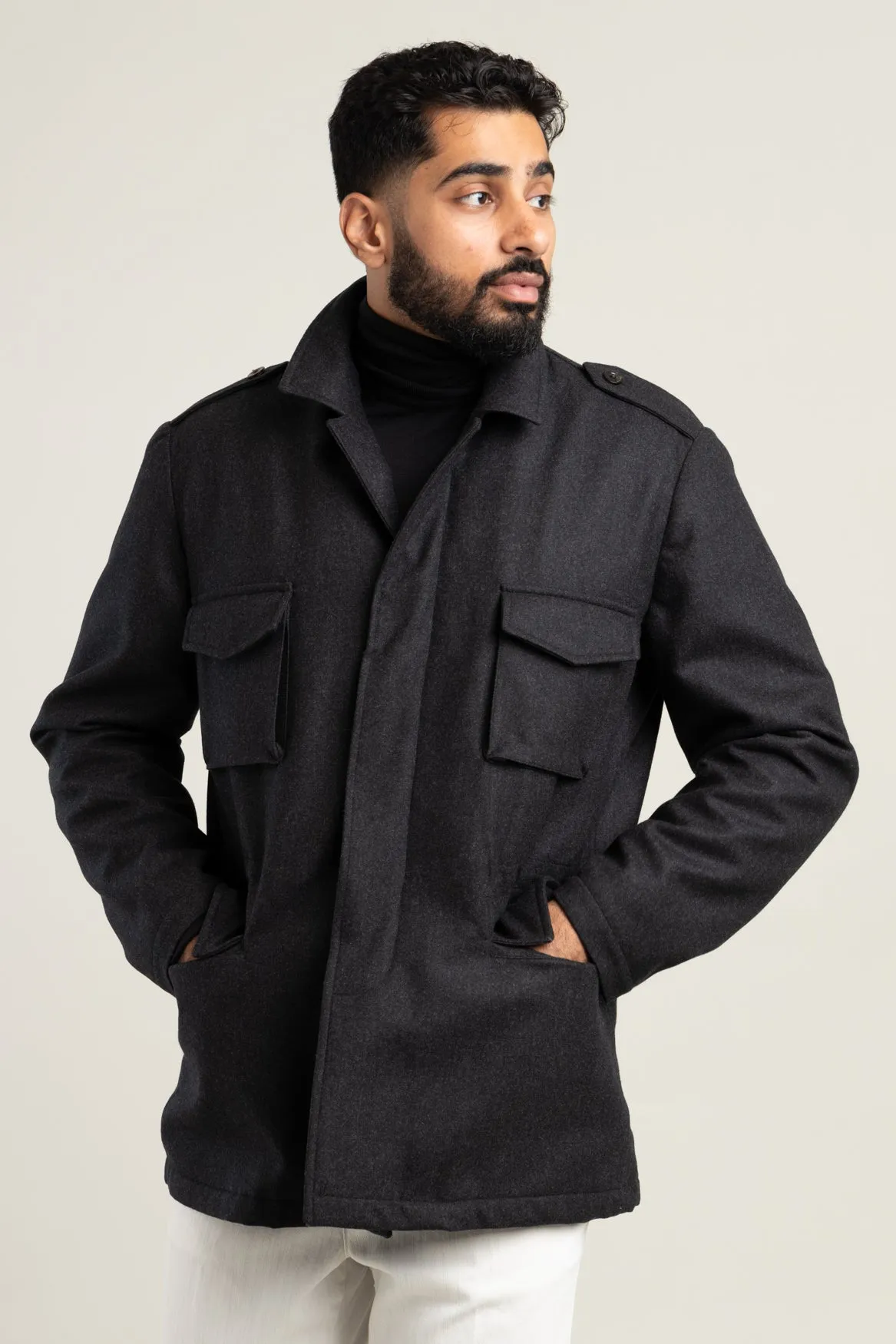 Dark Grey Wool Field Jacket