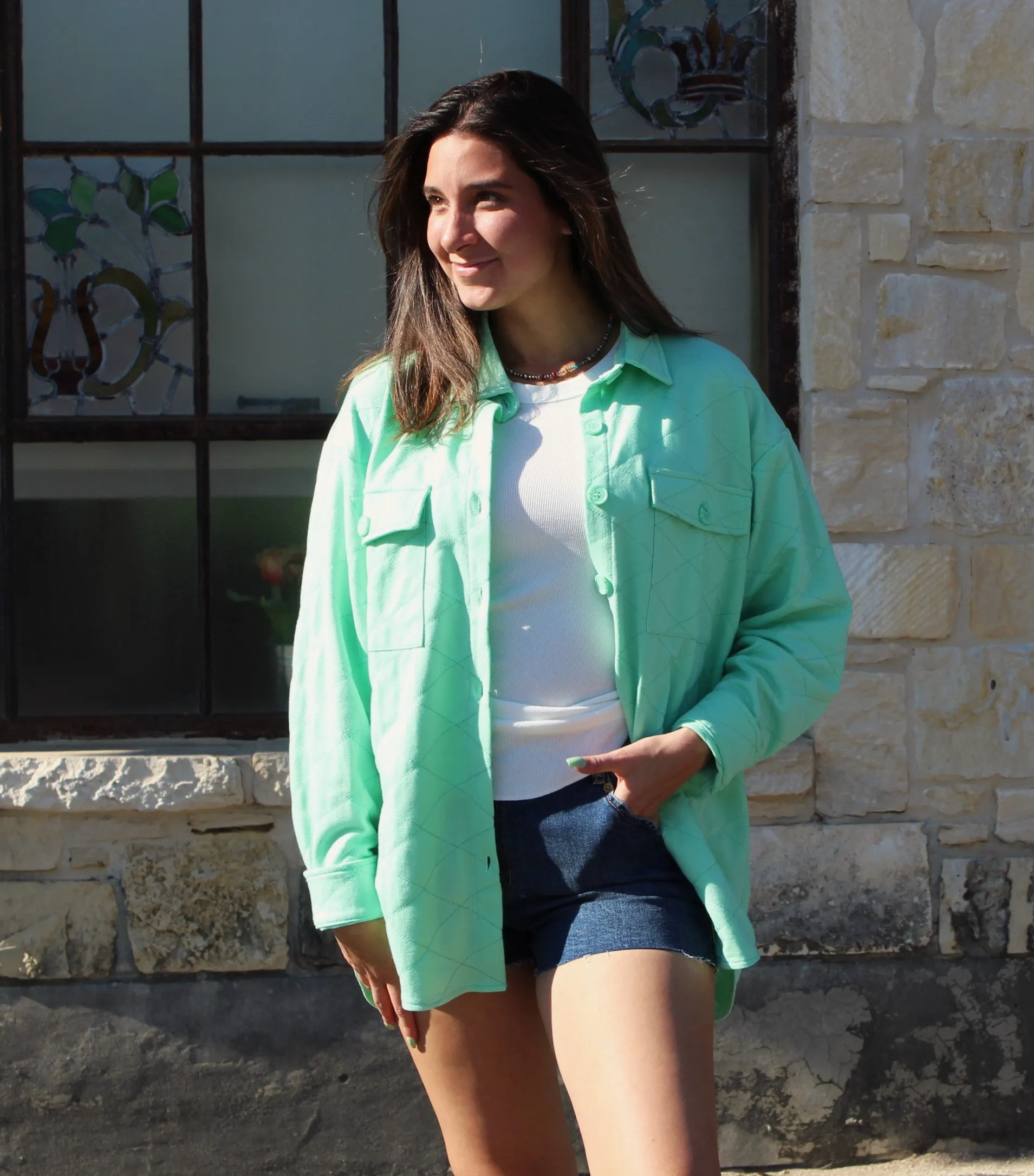 Davi&Dani Summer Shirt Jacket Green