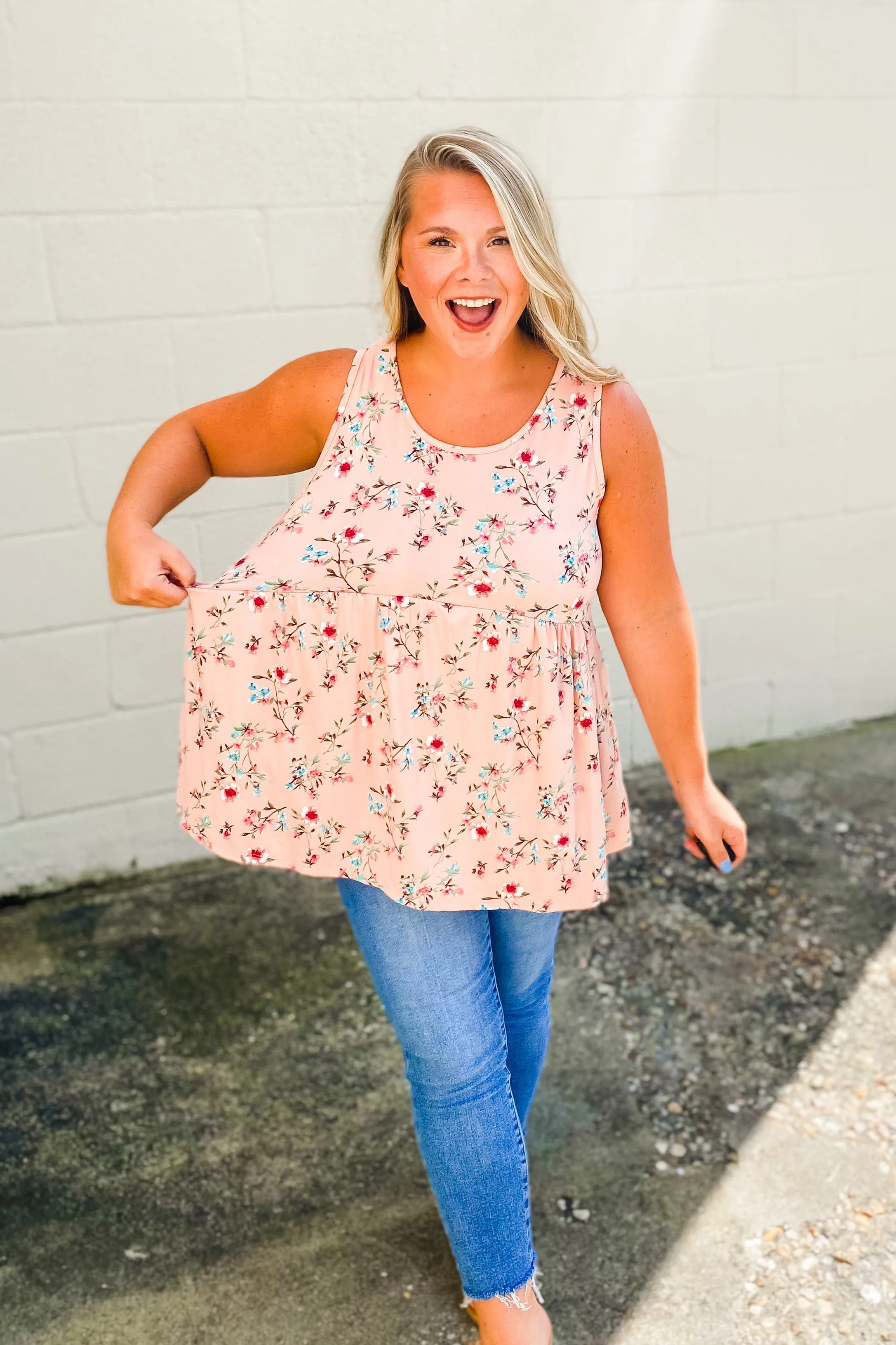 DEAL | Floral Babydoll Top, Dusty Rose