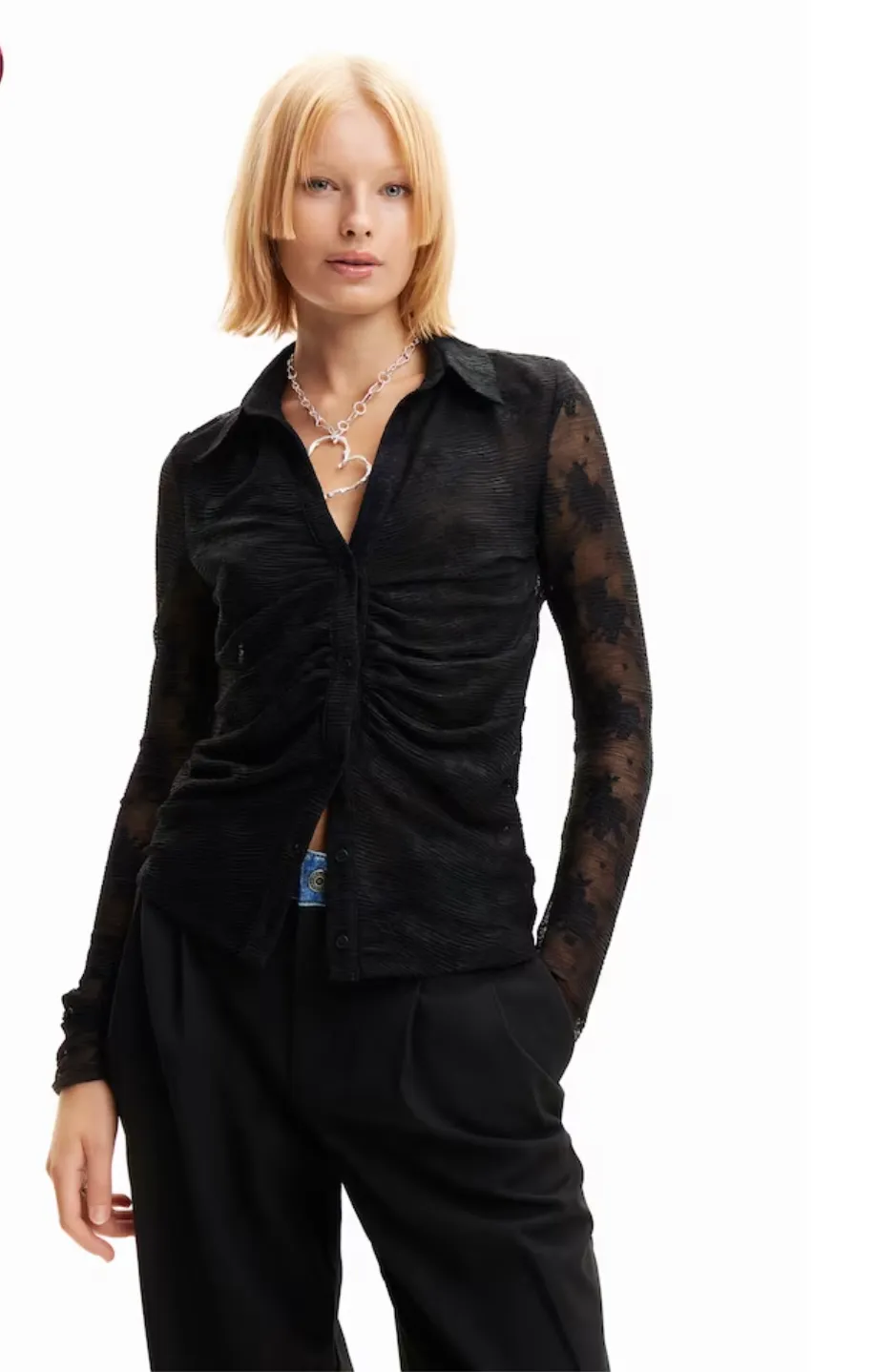 Desigual Abata shirt, lace button front