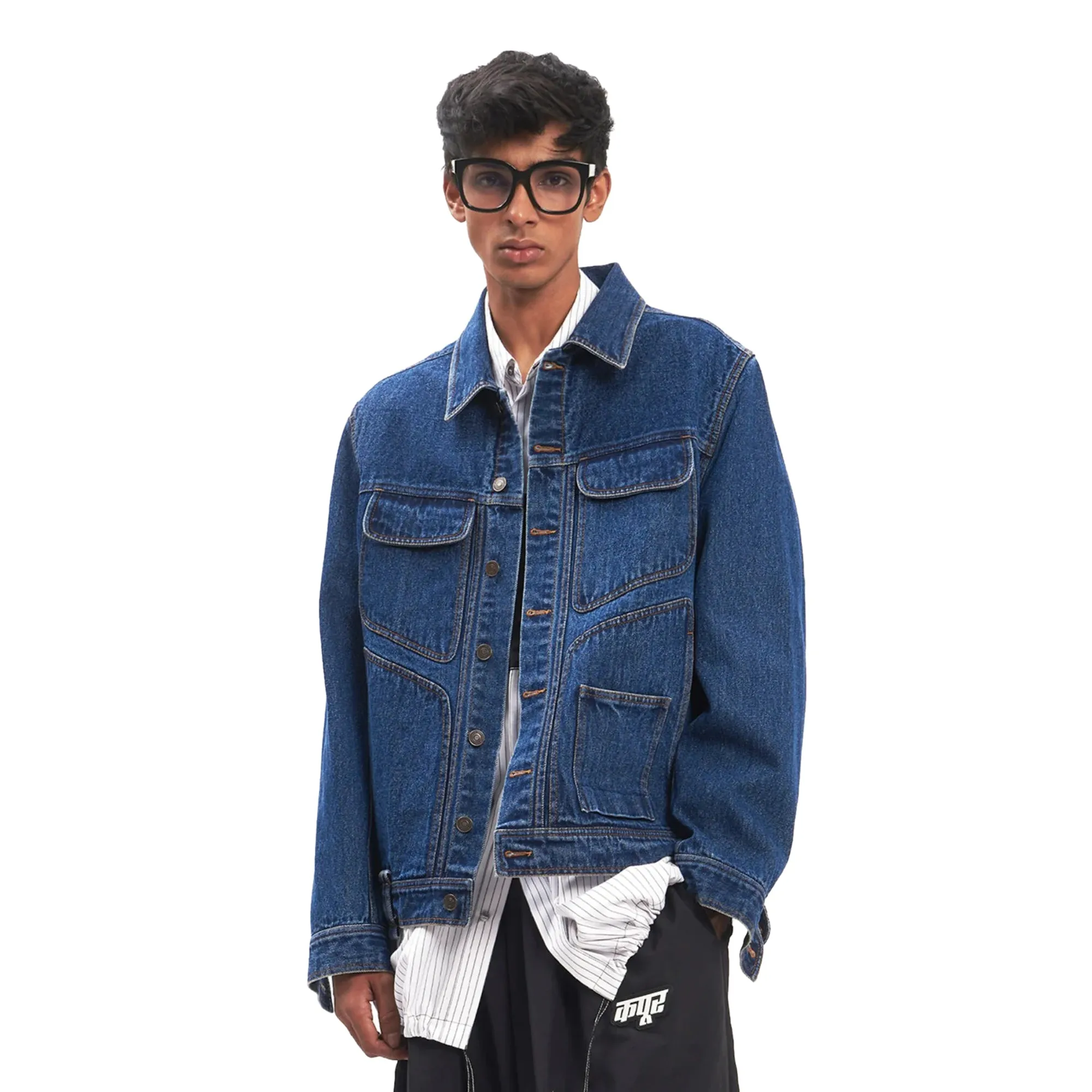 Dhruv Kapoor Mens Embroidered Denim Jacket