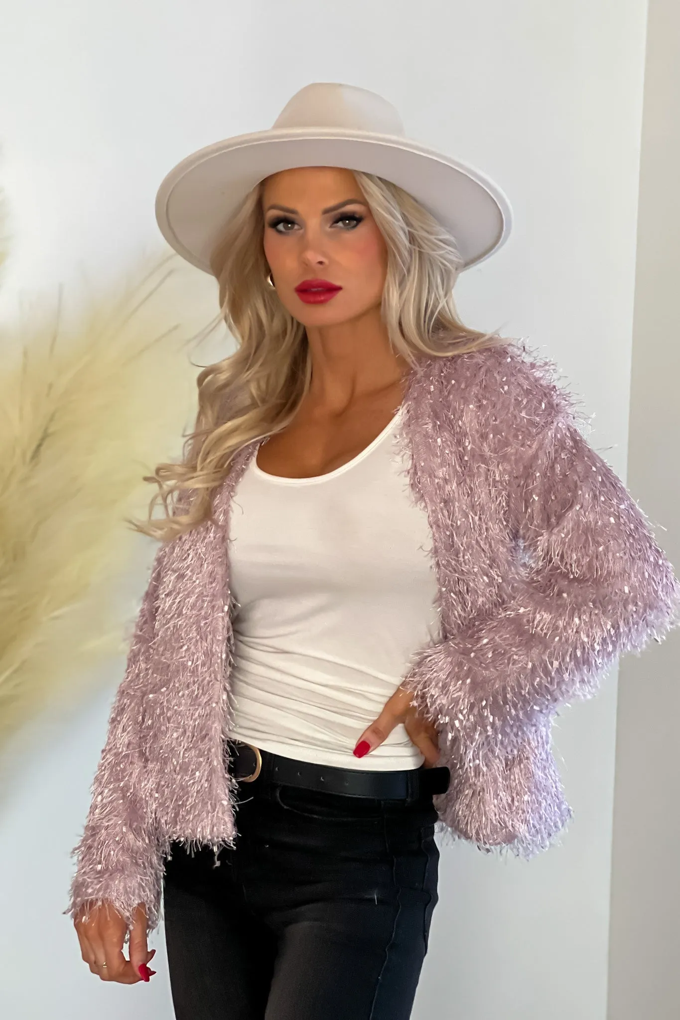 Electric Nights Faux Fur Jacket : Lilac