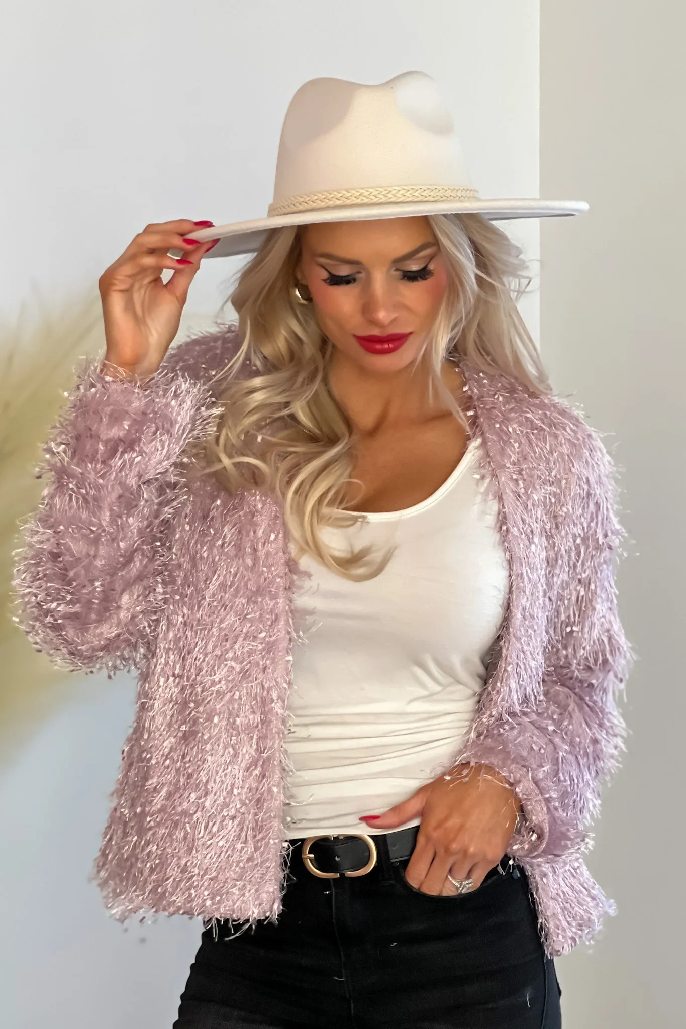 Electric Nights Faux Fur Jacket : Lilac