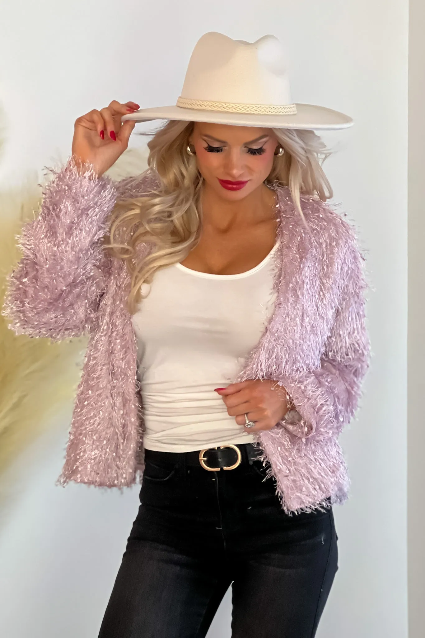 Electric Nights Faux Fur Jacket : Lilac