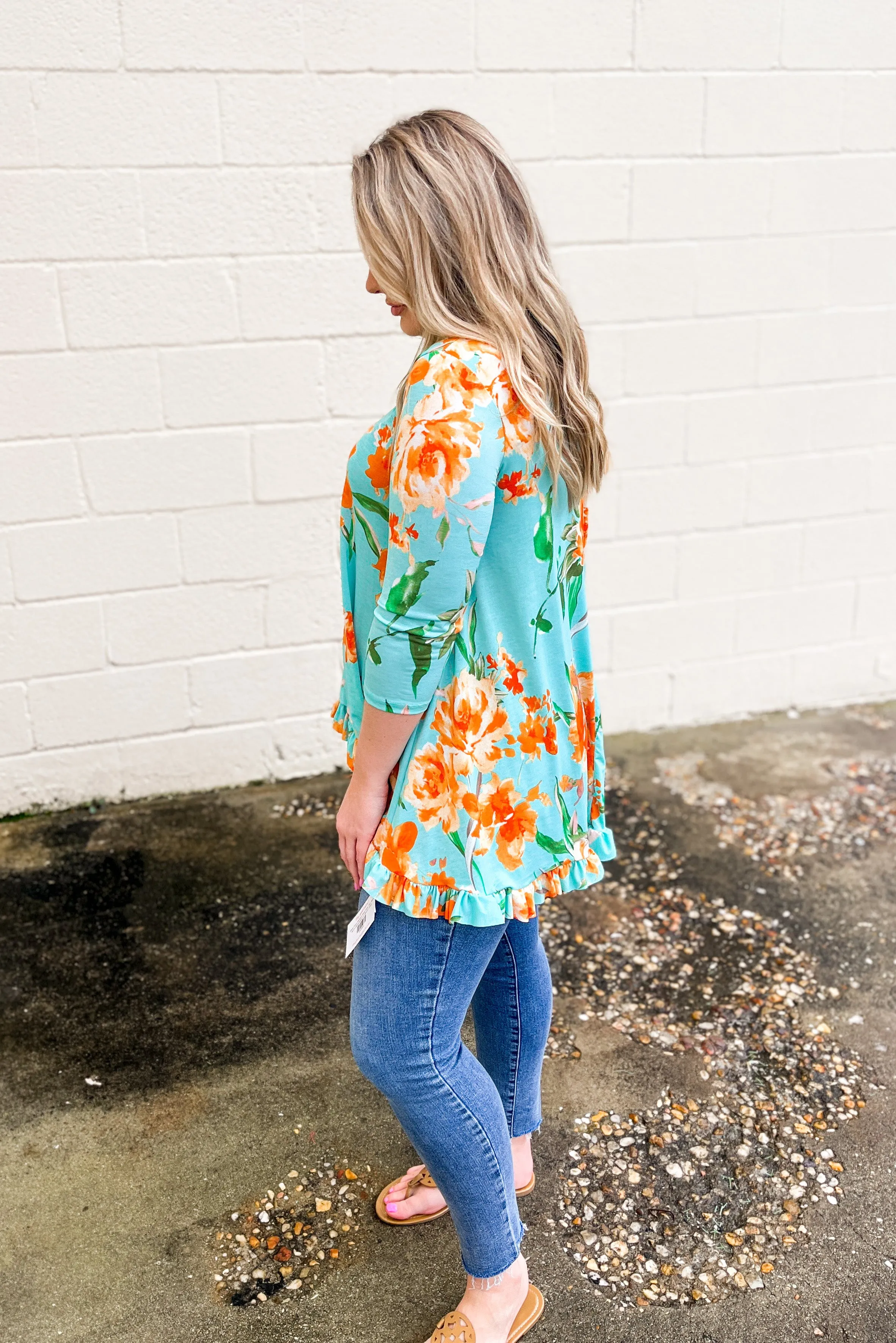 Enjoy Every Moment Floral Tunic Top, Mint