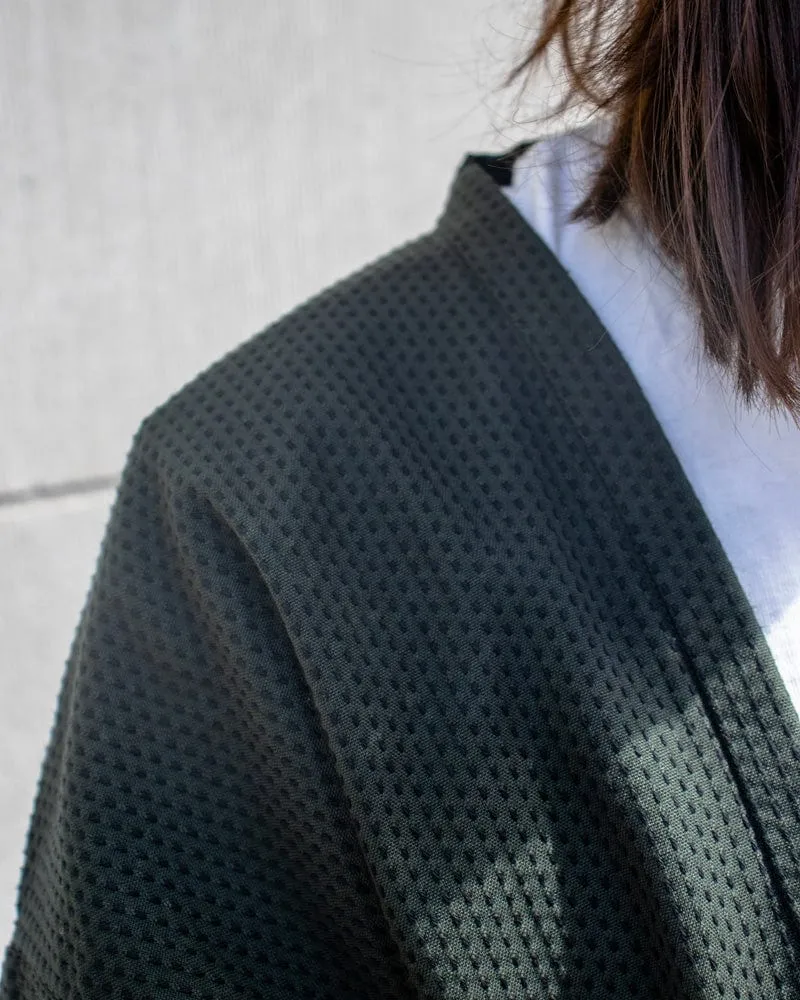 Ennichi Jacket, Hanten, Khaki Green with Sashiko Stitching