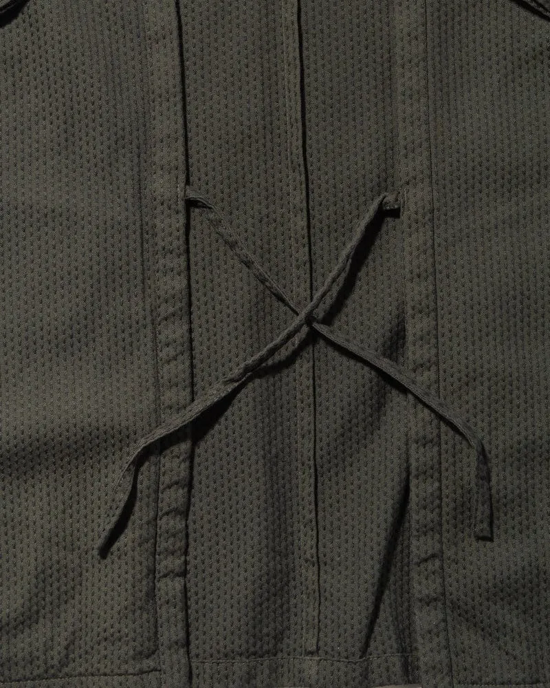 Ennichi Jacket, Hanten, Khaki Green with Sashiko Stitching