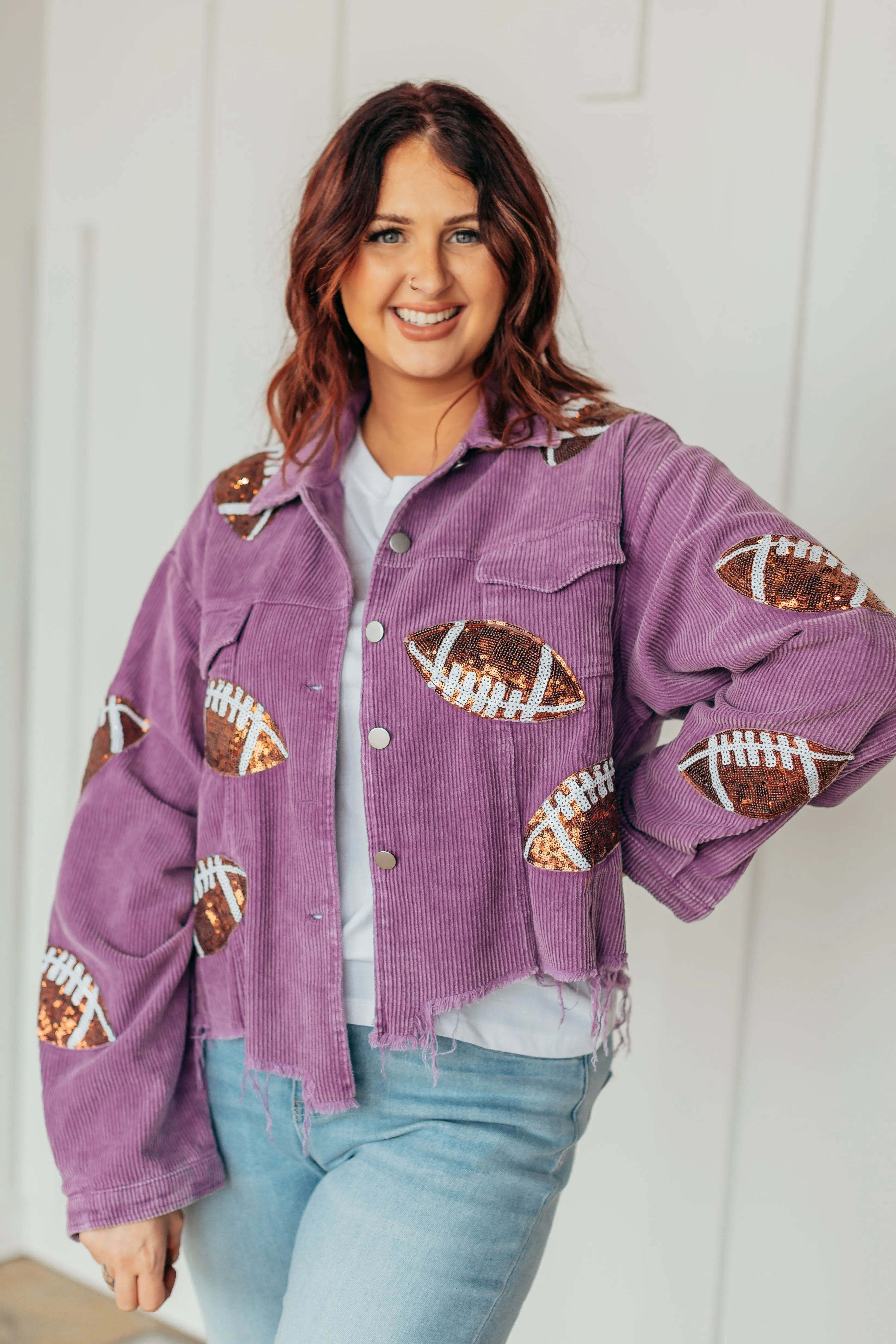 Football Season Sequin Corduroy Jacket