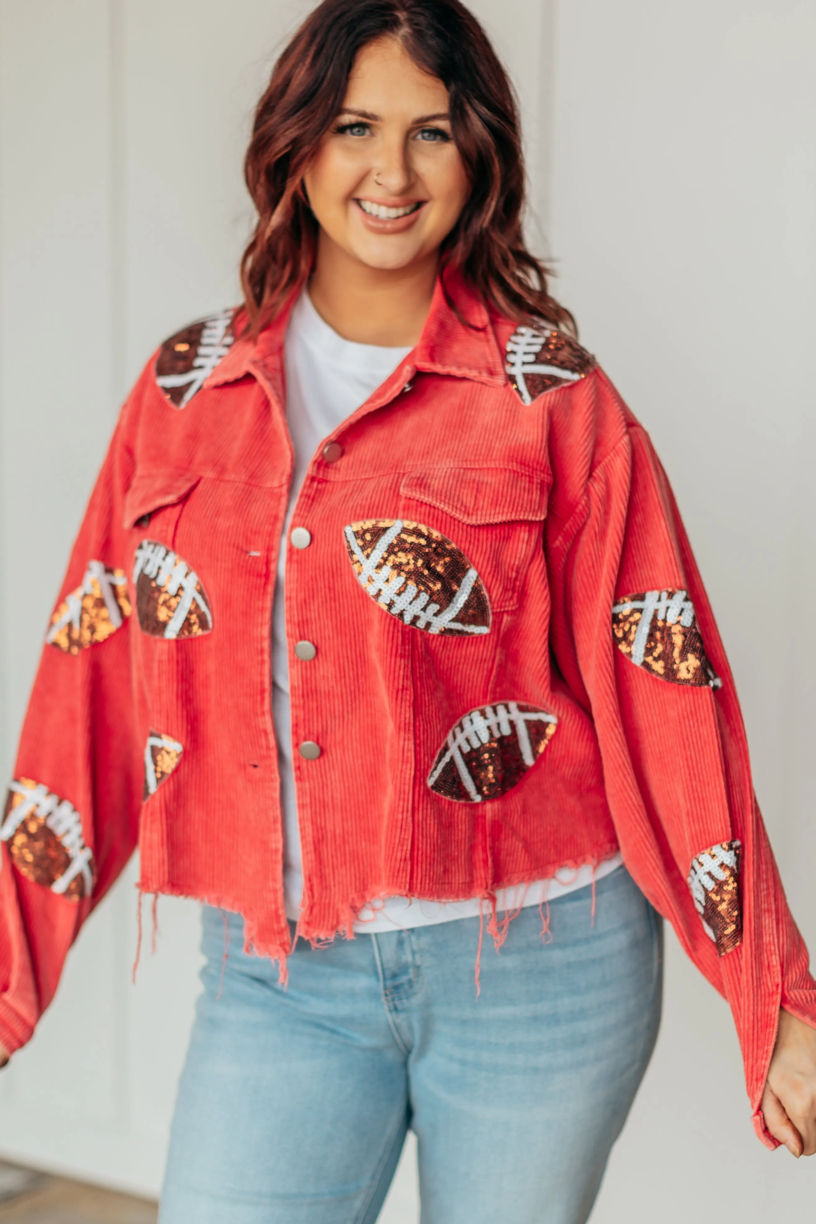 Football Season Sequin Corduroy Jacket