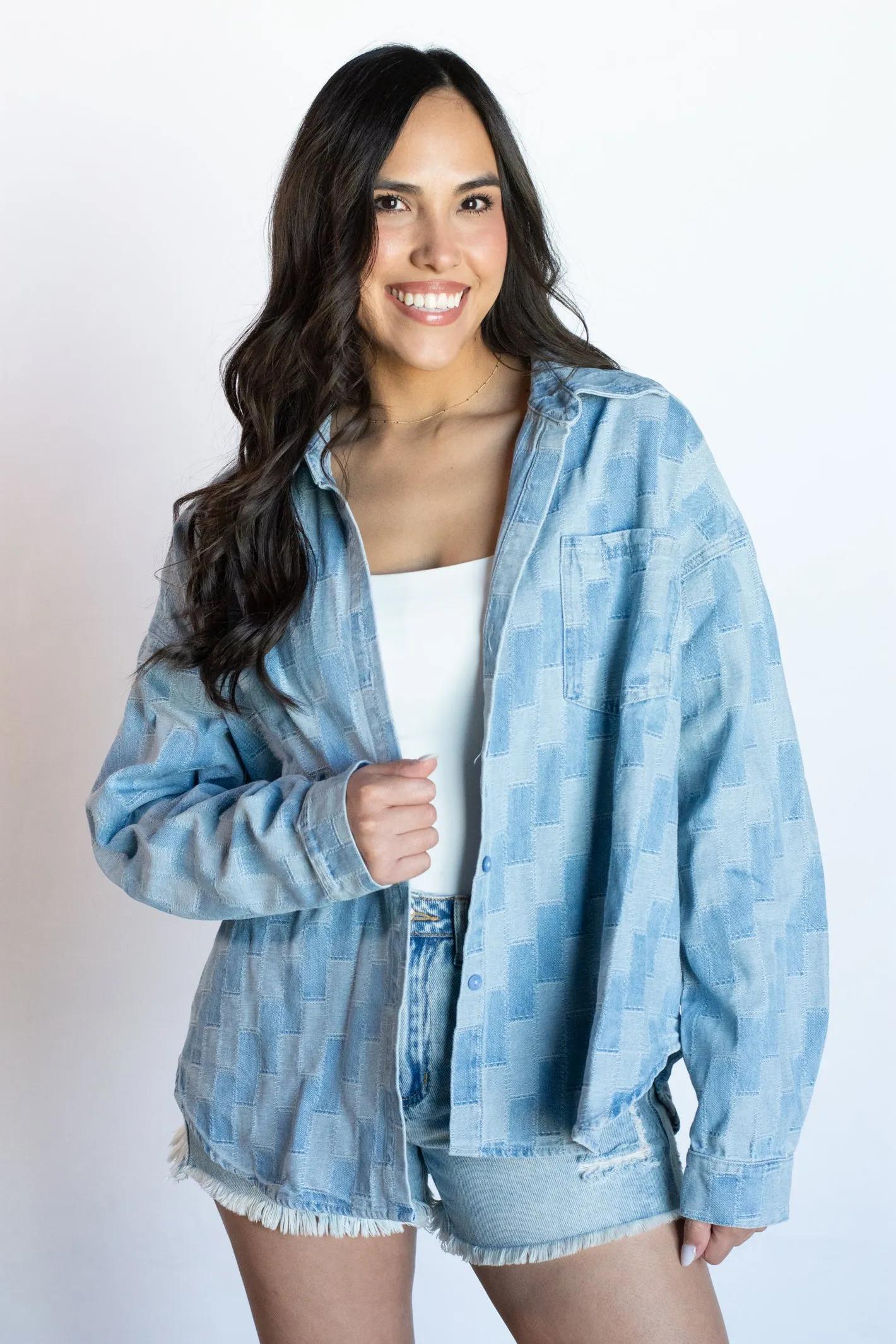 Freshly Chic Denim Button Down Top