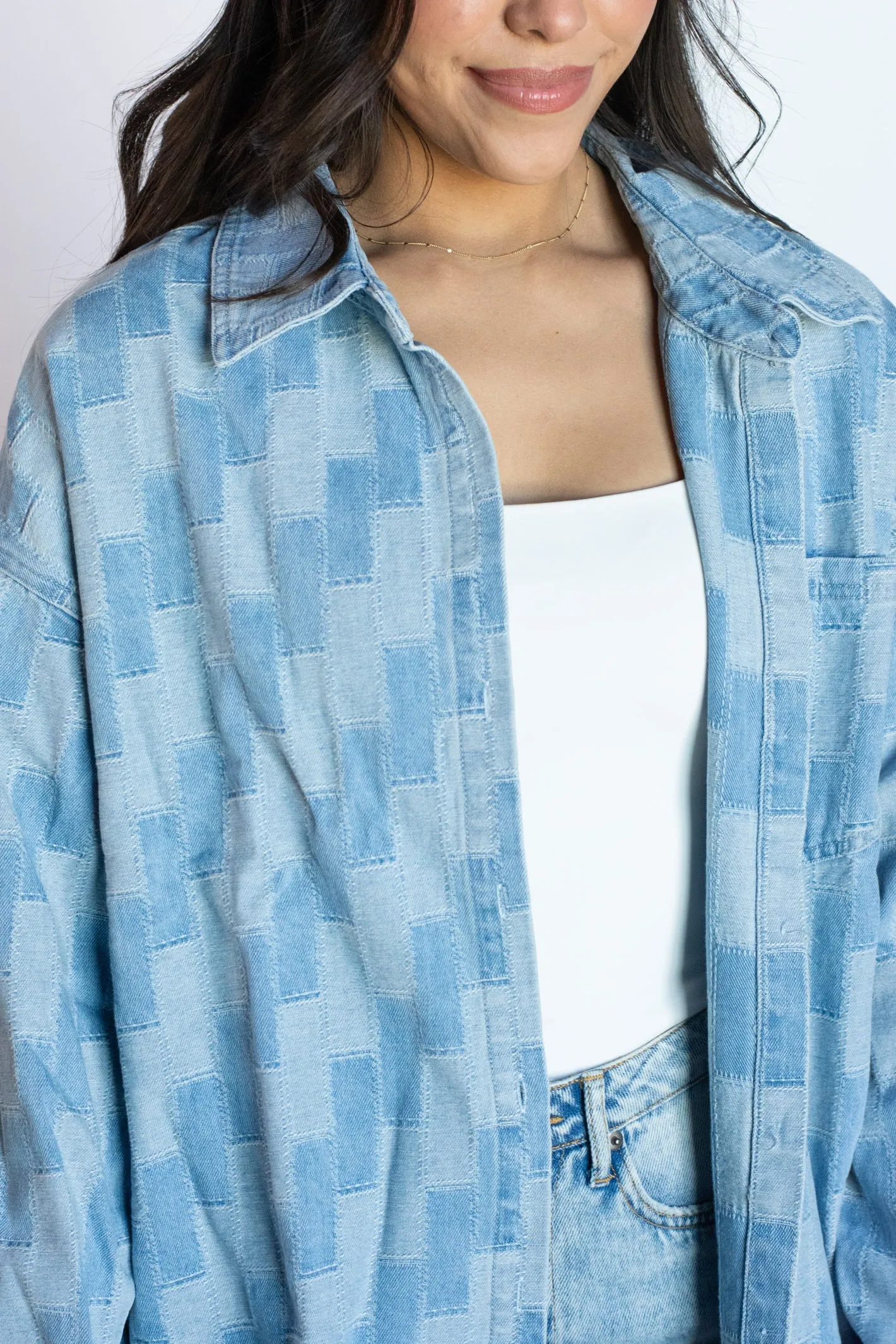 Freshly Chic Denim Button Down Top