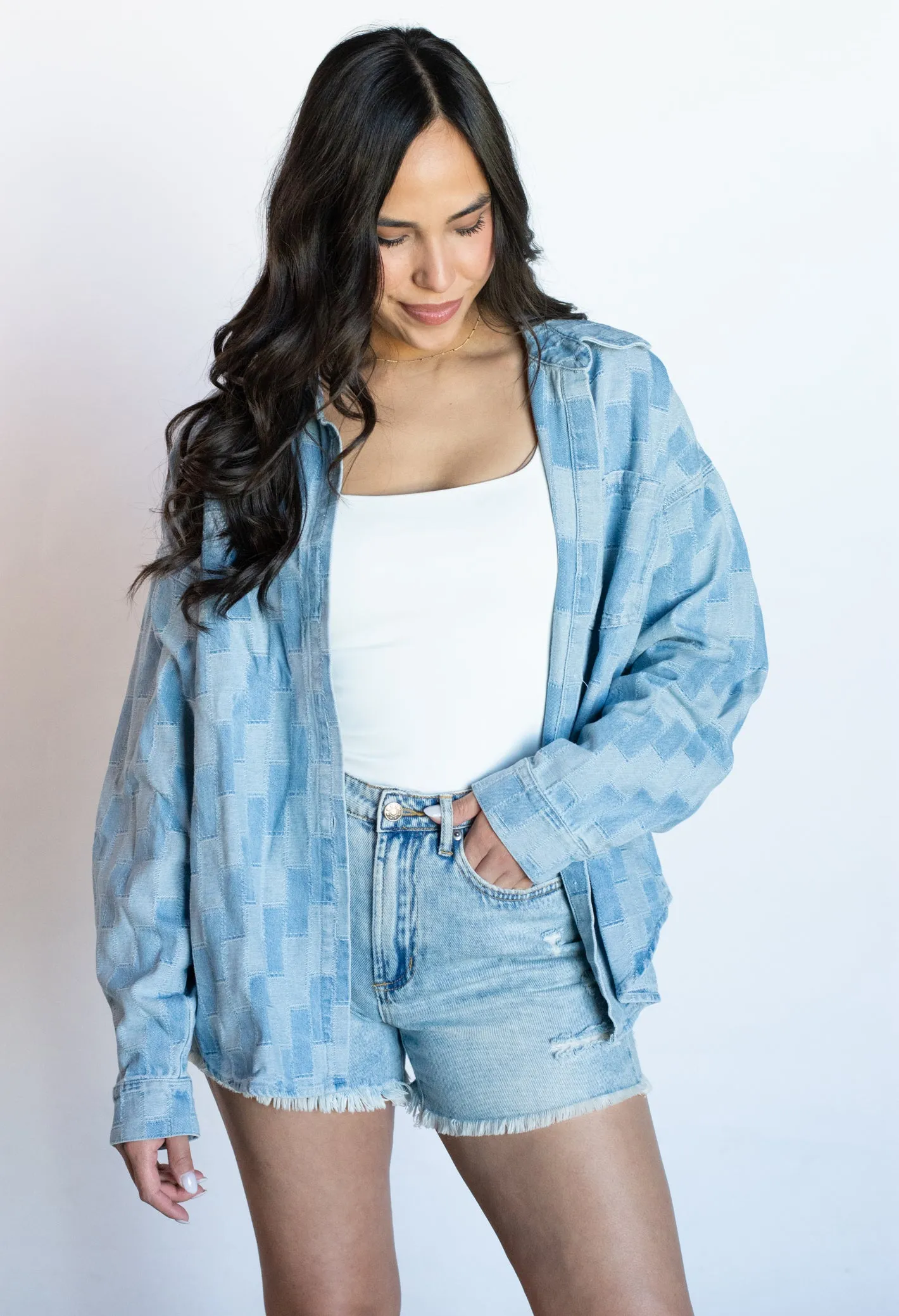 Freshly Chic Denim Button Down Top