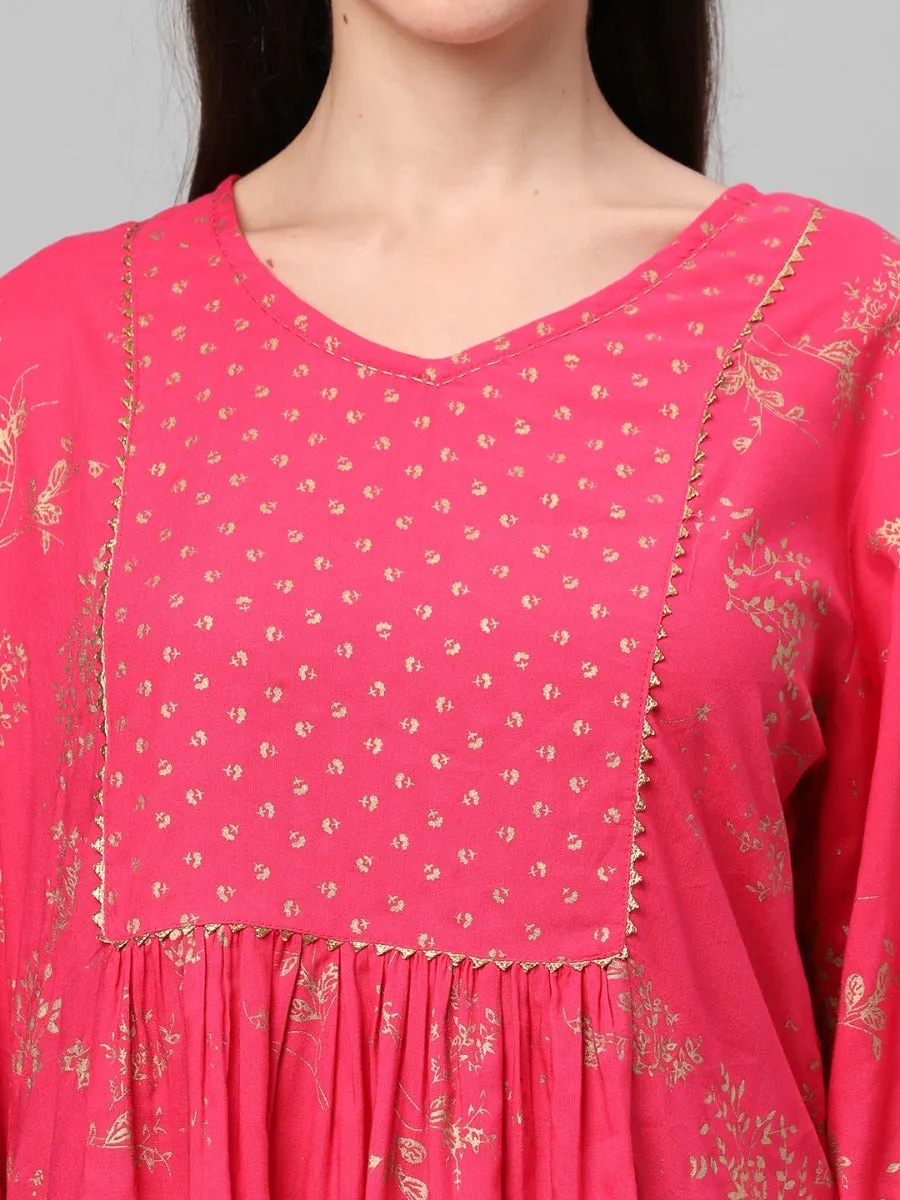 Fuschia Ornamental Printed Tunic