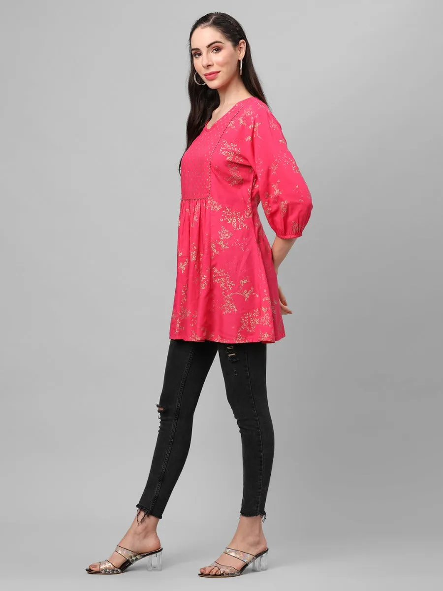 Fuschia Ornamental Printed Tunic