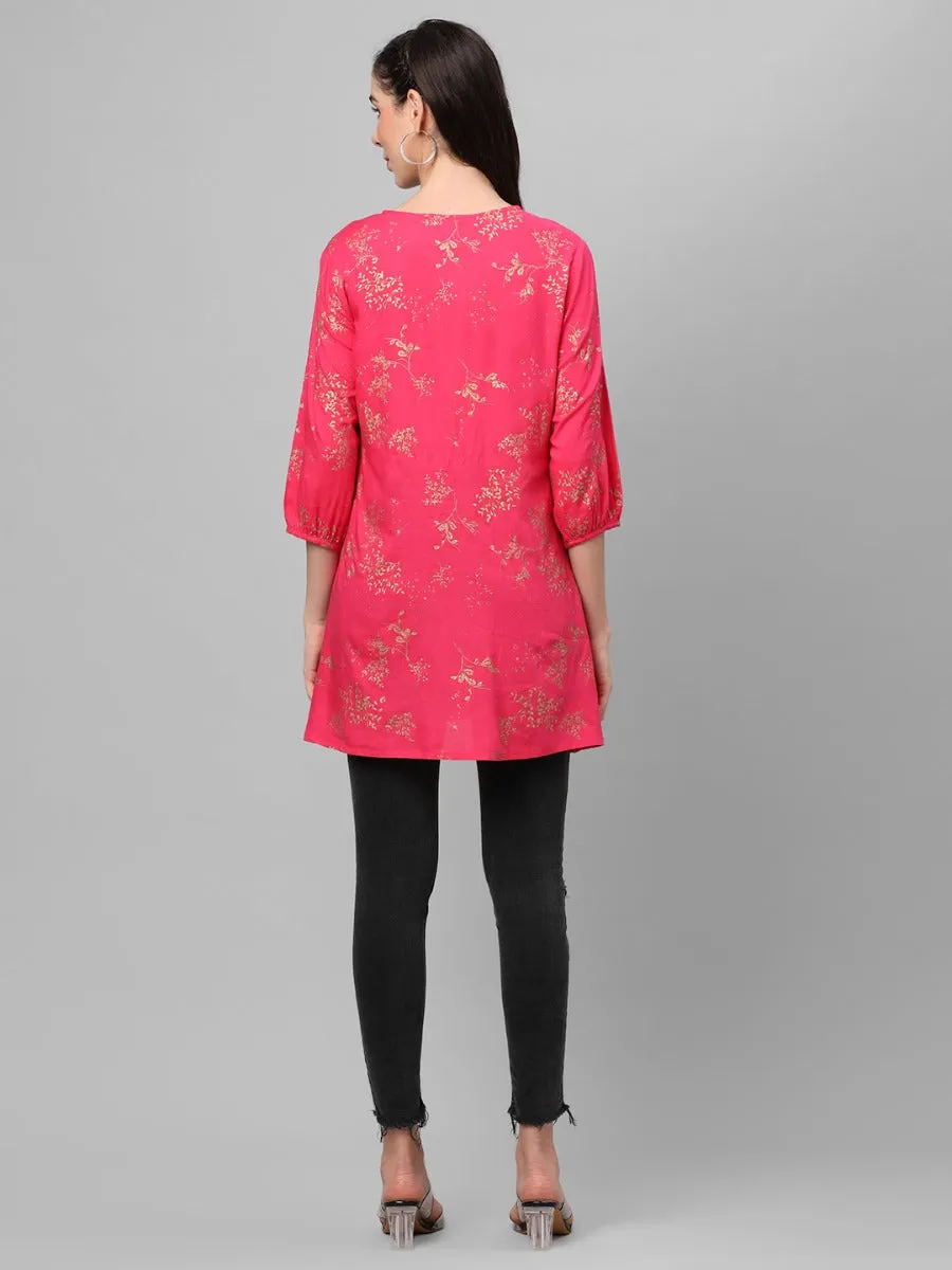 Fuschia Ornamental Printed Tunic