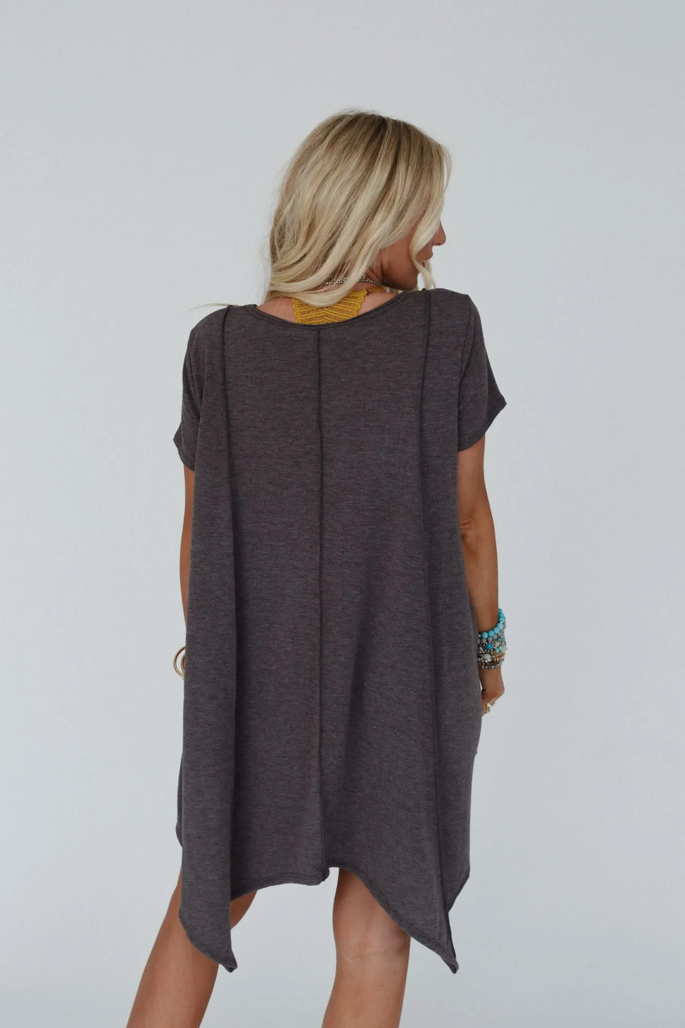 Golden Hour Short Sleeve Dress - Charcoal