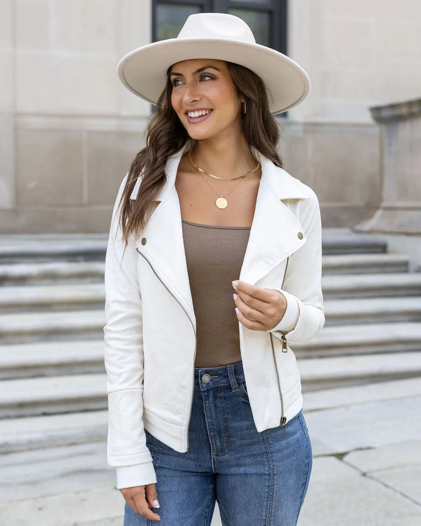 Grace & Lace | Move Free Moto Jacket - Cream