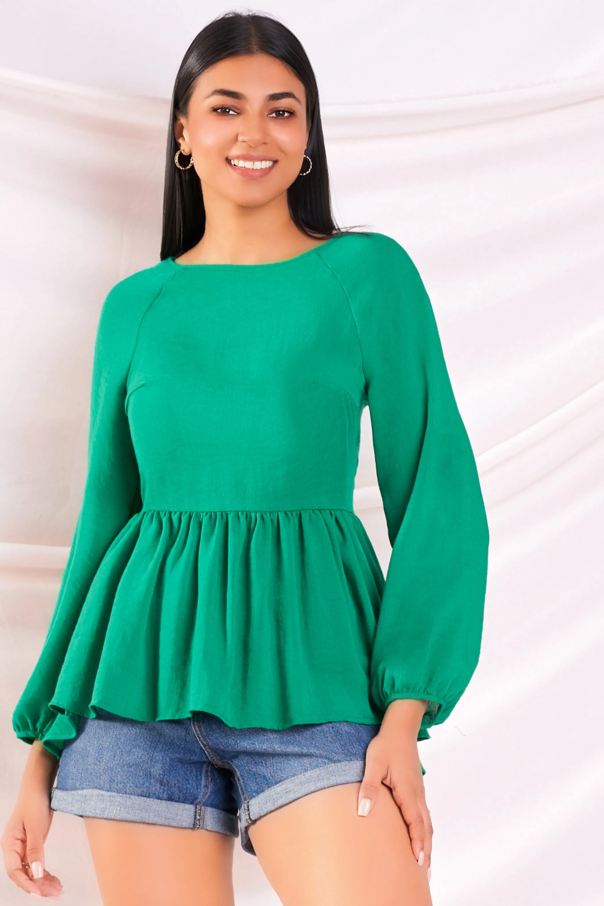 Green Peplum Top