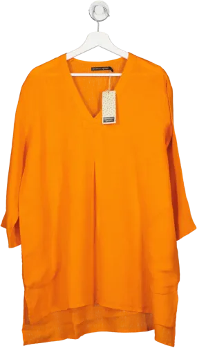 gudrun sjoden Orange 100% Linen Tunic Top UK L