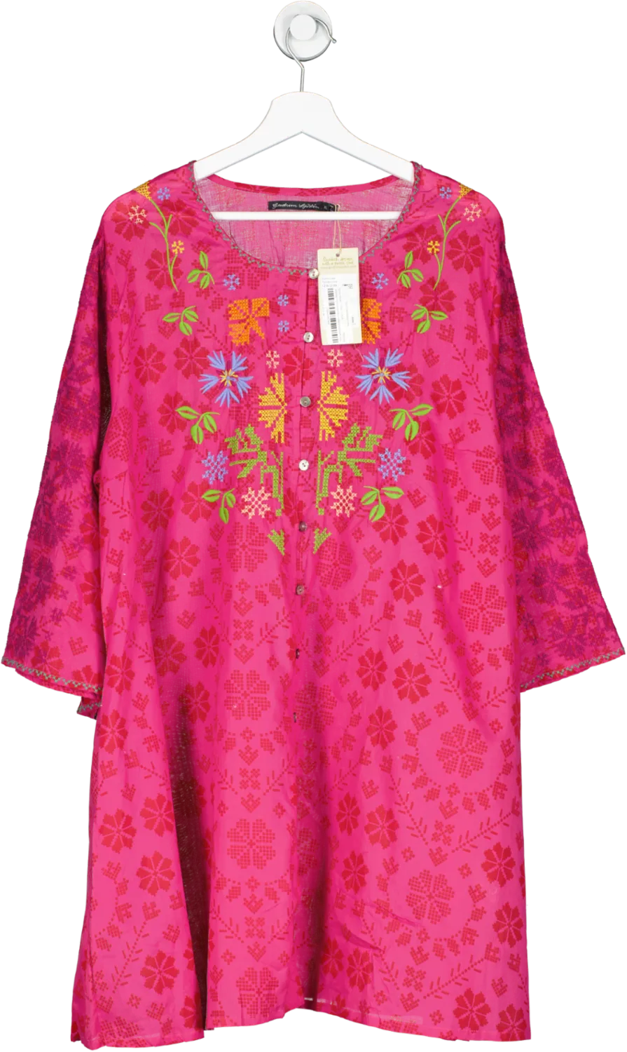 Gudrun Sjoden Pink Embroidered Tunic UK XL