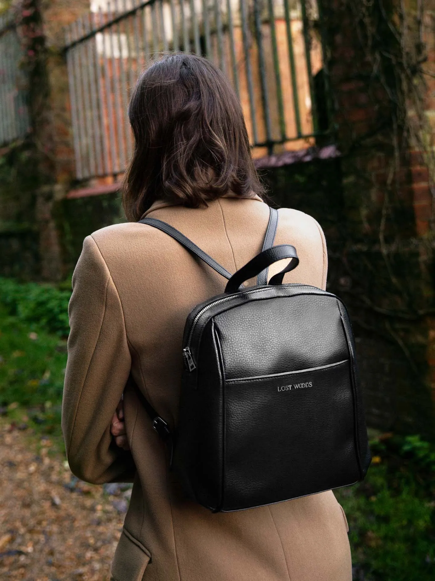 Hazel MIRUM Leather Vegan Backpack | Black & Silver